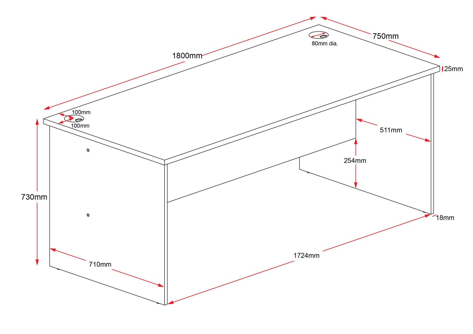 Express Straight Home Office Desk New Oak & Ironstone - 1800mm x 750mm