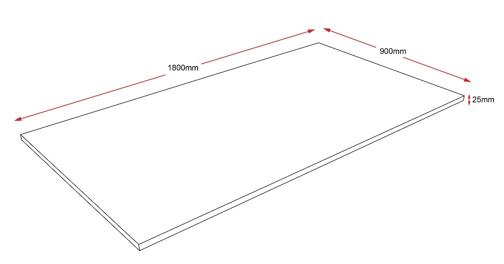 Melamine Table Top 25mm - 1800 x 900 - Beech