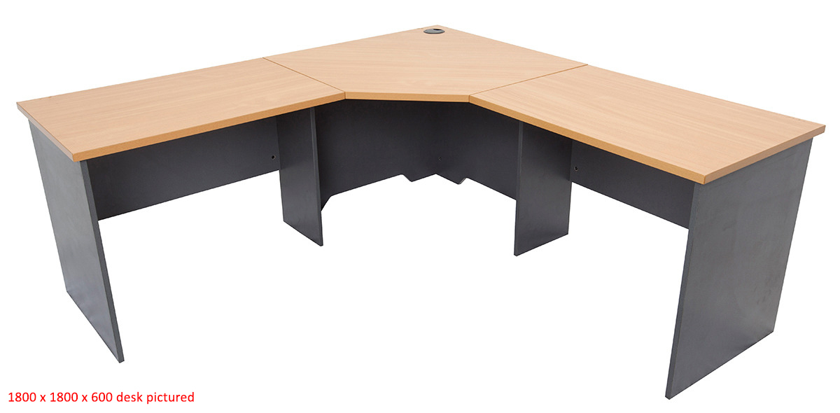 Express Corner Workstation Office Desk - 1800 x 1800 x 750 - Beech/Ironstone