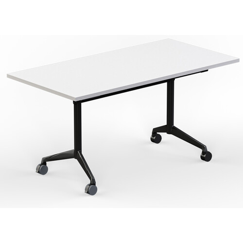 Modulus White Flip Top Mobile Table Black Frame - 1500 x 750