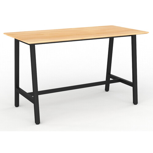 Trestle Bar Leaner Stand Up Table - Black Frame New Oak Top | Office Stock